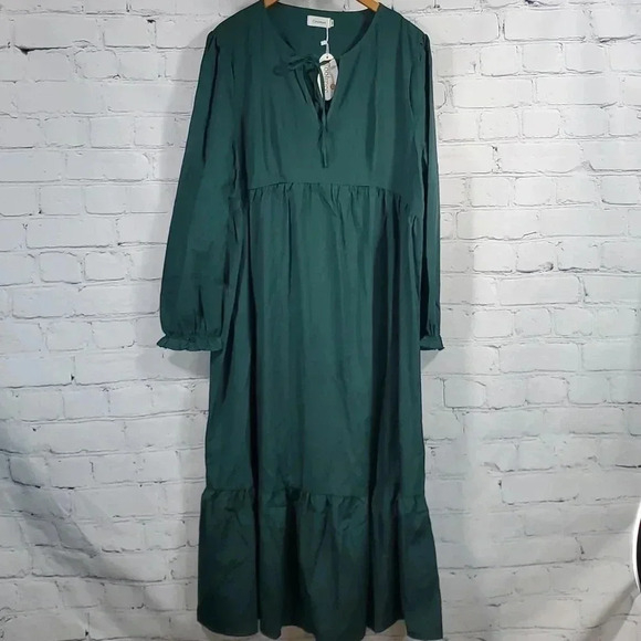 Coolmee Dresses & Skirts - COOLMEE MATERNITY Hunter Green Long-sleeved Dress Stretchy